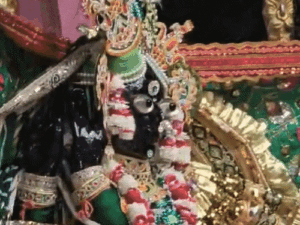 1000 किलो सोने-चांदी के सिंहासन पर विराजे बांके बिहारी:हरे रंग के वस्त्र धारण किए हैं, हरियाली तीज पर 8 लाख भक्त मथुरा पहुंचेंगे