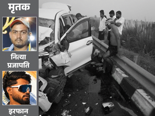 पूर्वांचल एक्सप्रेस-वे पर 3 टेनिस खिलाड़ियों की मौत:100 की स्पीड में ट्रक में घुसी अर्टिगा, लखनऊ से देवरिया जा रहे थे